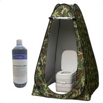 Kit Vaso Sanitário Portátil 10 L + Sanitizante + Barraca