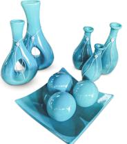 Kit Vasos De Cerâmica - Centro De Mesa - Enfeites Para Sala - 9 Peças