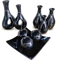 Kit Vasos De Cerâmica - Centro De Mesa - Enfeites Para Sala - 9 Peças