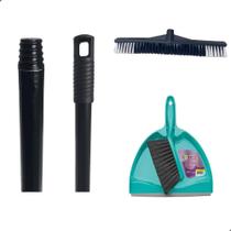 Kit Vassoura 60cm Cabo 1,20 Metros e Pá de Mão Noviça Kit Vassoura 60cm Cabo 1,20 Metros e Pá de Mão Noviça