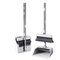 Kit vassoura dobravel inox mop conjunto pa de lixo articulada 3 em 1 coletora cabo retratil escova espanadeira 3 em 1 pa