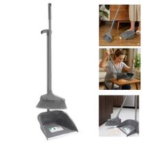 Kit vassoura e pá de lixo compacto limpeza casa prática resistente interno externo