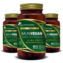 Kit Vegan Imuni (Vitamina C + D2 + E + Cobre + Zinco) 3x 60 Capsulas Vegana Cada - Flora Nativa