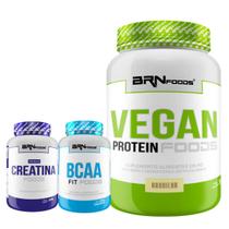 KIT Vegan Protein 500g + PREMIUM Creatina 100g + BCAA Fit Foods 100g - BRN FOODS