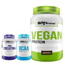 KIT Vegan Protein 500g + PREMIUM Creatina 100g + BCAA Fit Foods 100g - BRN FOODS