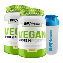 KIT Vegano Whey Protein Proteína Vegana - 2x Vegan Protein 500g + Choqueteleira 600mL - Suplemento Vegano e Shaker para Academia - BRN FOODS