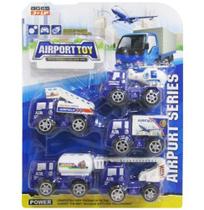 Kit veiculo aeroporto com caminhao a friccao pull back airport toy 5 pecas - OM UTILIDADES