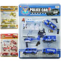 Kit veiculo bombeiro / construcao com carro e helicoptero roda livre 6 pecas Kit veiculo bombeiro / construcao com carro e helicoptero roda livre 6 pecas