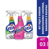 Kit Veja e Vanish Borrifadores Cozinha, Banheiro e Roupas