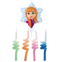 Kit Vela Aniversario Princesa Anna Frozen espiral colorida