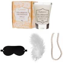 Kit Vela de Massagem Beijavel Vanilla Pena e Venda e Colar