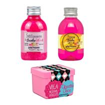 Kit Vela Massagem Beijável Espuma Sais Banho Aromático Hidro