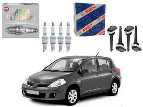 Kit vela ngk bobina nissan tiida 1.8 16v 2008 a 2013