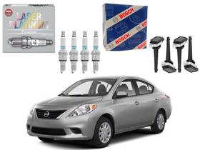 Kit vela ngk bobina nissan versa 1.6 16v 2012 a 2014