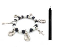 Kit Vela Obaluaê Preta e Pulseira Preto Velho OAjustável