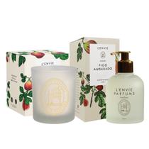 Kit Vela Perfumada 210g e Sabonete Líquido Lenvie Figo Ambarado Arabesc Frutal 200ml