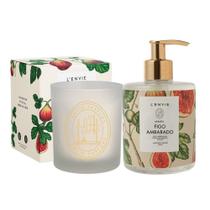 Kit Vela Perfumada e Sabonete Líquido Figo Ambarado Arabesc 210g e 350ML L'envie