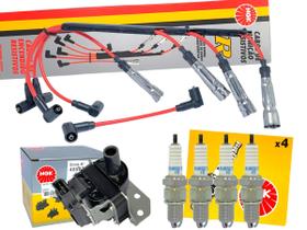 Kit Velas Cabo de Velas e Bobina para Gol AT Mi 1.0 8v 1997 a 2001 e Gol Special 2000 a 2005 NGK