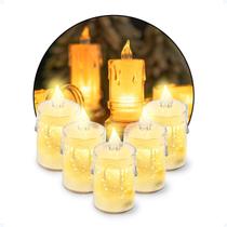 Kit Velas Decorativas Artificial Transparente Bateria 5 Und