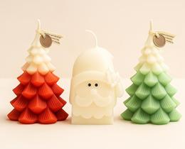 Kit Velas Decorativas Natalinas Árvore de Natal e Papai Noel 3 Pçs