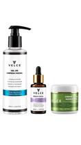 Kit Velce Skincare Completo Gel de Limpeza + Sérum 5 em 1 + Creme Aloe Vera - Hidratação e Renovação