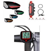 Kit Velocimetro + Lanterna Frontal e traseira de bike 3 itens