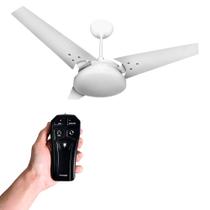 KIT Ventilador de Teto Com LED 18W 3000K Paflon Borda Infinita Pás Extra Largas em MDF Silencioso Moderno Com Controle Mira Beltempo