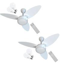 Kit Ventilador de Teto Inverter Ventisol Elluz Branco, 2 Lâmpadas Inclusas Bivolt 2 unidades