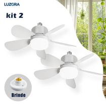 Kit Ventilador de Teto Silencioso Luz LED Bivolt E27 Controle Remoto Economica Instalação Fácil 4 Unidades