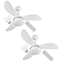 Kit Ventilador de Teto Ventisol Fênix Branco Silver Inverter , 02 Lâmpadas Led Inclusas Controle Remoto Bivolt 2 unidades