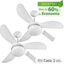 Kit Ventilador de Teto Ventisol Fênix Branco Silver Inverter Controle Remoto - Bivolt - 02 Unidades