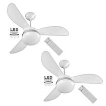 Kit Ventilador de Teto Ventisol Fênix Inverter Branco e Silver Controle Remoto e Placa LED 20W Integrada Bivolt