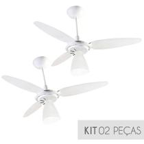 Kit Ventilador de Teto Ventisol Wind Light Branco 3 Velocidades Super Econômico 127v - 02 Unidades