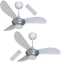 Kit Ventilador de Teto Ventisol Wind Plus Inverter Silver Led Integrada Controle Remoto Bivolt 2 unidades