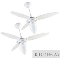 Kit Ventilador de Teto Ventisol Wind Premium Branco 3 velocidades 127v - 02 Unidades