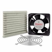Kit Ventilador Metálico 12x12cm + Veneziana Com Filtro + Grade de Proteção Sibratec