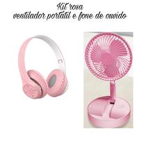 Kit ventilador portátil pessoal rosa e fone de ouvido headphone rosa - Especial Generic