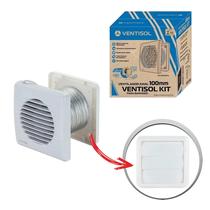 Kit Ventisol com Exaustor Residencial, Duto e Veneziana para Banheiro KEXB 100mm 4W Bivolt