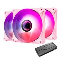 Kit Ventoinhas Aigo DarkFlash Infinity 8, A-RGB, 3x120mm, Rosa, INF83in1-PINK