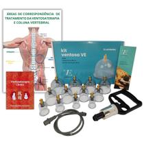 Kit Ventosas 12 Copos Variestética + Mapa e Livro Ventosaterapia