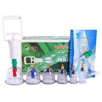 Kit ventosas terapeutica com bomba de succao e 6 copos para massoterapia terapia acuptura estetica