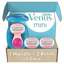 Kit Venus Mini ComfortGlide com Brancas de Chá Branco para Mulheres: Cabo Mini, 3 Recargas e Estojo para Viagem - Gillette Venus