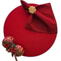 Kit Vermelho Natal 6 Lugares Capa Souspla Base Guardanapo PG Kit Vermelho Natal 6 Lugares Capa Souspla Base Guardanapo PG