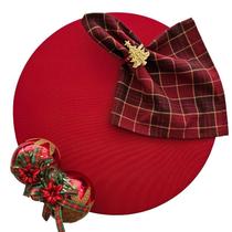 Kit Vermelho Natal 8 Lugares Capa Souspla Base Guardanapo PG Kit Vermelho Natal 8 Lugares Capa Souspla Base Guardanapo PG