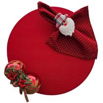 Kit Vermelho Natal 8 Lugares Capa Sousplat Guardanapo PG