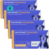 Kit Vermivet Composto Biovet 600mg com 4 Comprimidos Com 4 unidades