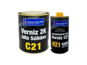 Kit Verniz c21 Alto Solido Automotivo 900ml + endurecedor C21 450ml