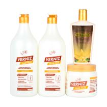 Kit Verniz Hair Plus Shampoo Condicionador 1L Máscara E Creme Corporal NX