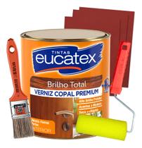 Kit Verniz Incolor Brilhante Copal Madeira 3,6l +Pincel Rolo