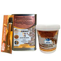 Kit Verniz para Madeira 3: Verniz PU 75 900ML e Verniz PU 70 900ML - Wood Wood